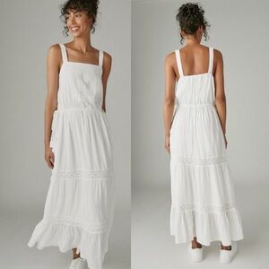 Lucky Brand White Lacey Tiered Maxi Dress